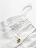 White Linen Button Front Mini Dress