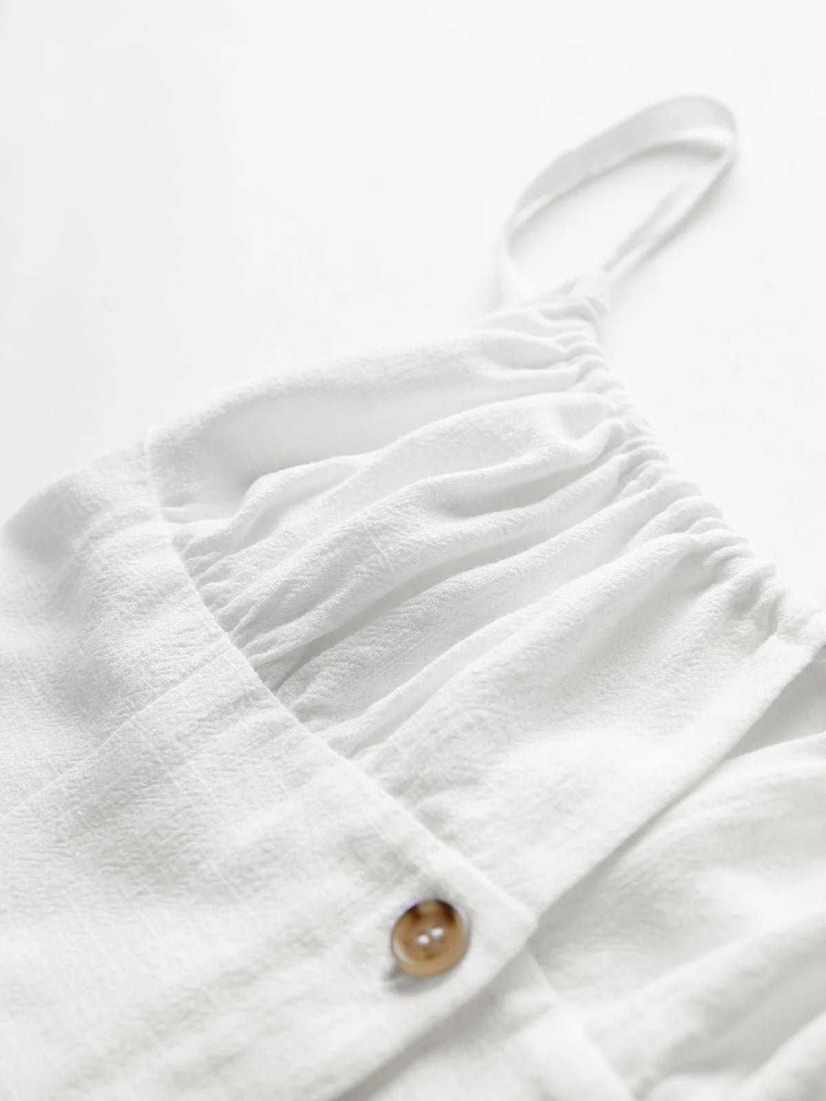 White Linen Button Front Mini Dress
