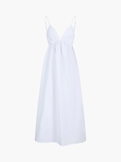 Coastal Open Back Cotton Maxi Dress