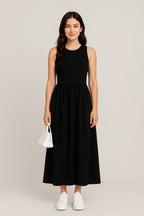 Sleeveless Cotton Blend Maxi Dress