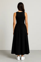 Sleeveless Cotton Blend Maxi Dress